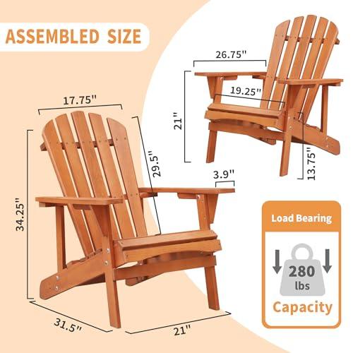 Wood Adirondack Chair Outdoor Chairs Patio Chairs Lawn Chair Wooden Patio Folding Chair for Outside Porch Chair Fire Pit Chairs for Garden Backyard Pool Balcony Lounge Wood Outdoor Patio Furniture - CookCave