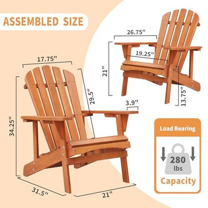 Wood Adirondack Chair Outdoor Chairs Patio Chairs Lawn Chair Wooden Patio Folding Chair for Outside Porch Chair Fire Pit Chairs for Garden Backyard Pool Balcony Lounge Wood Outdoor Patio Furniture - CookCave