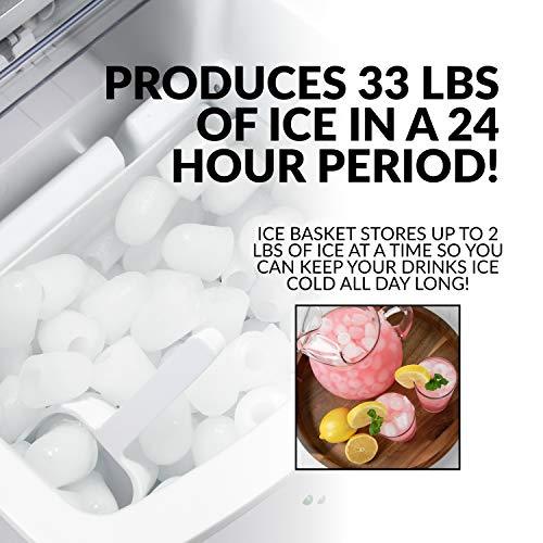 Igloo Electric Countertop Ice Maker Machine - Automatic and Portable - 33 Pounds in 24 Hours - Ice Cube Maker - Ice Scoop and Basket - Ideal for Iced Coffee and Cocktails - Stainless Steel - CookCave