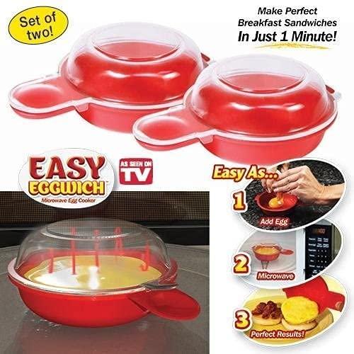 2 sets Microwave Egg Cooker,1 Minute Fast Egg Hamburg Omelet Maker Kitchen Cooking Tool(Red and clear) - CookCave