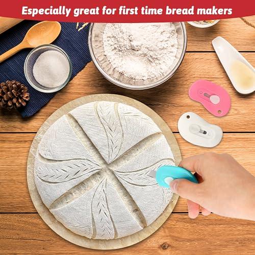 3PCS Bread Lame Dough Scoring Tool - Sourdough Lame Scoring Tool, Bread Dough Cutter Slashing Razor Tool,Slashing Tool Cutting Bread Scoring Tool for Sourdough Bread Baking - Scoring Patterns Booklet - CookCave