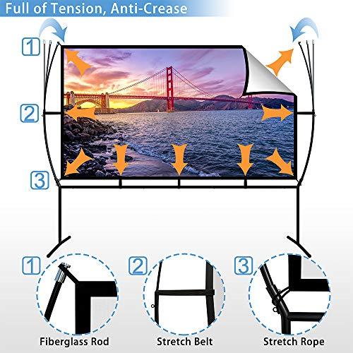 Projector Screen with Stand Foldable Portable Movie Screen 100 Inch（16：9）, HD 4K Double Sided Projection Screen Indoor Outdoor Projector Movies Screen for Home Theater (100 Inch) - CookCave