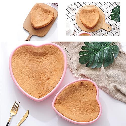 wooyaya 2pcs Silicone Heart Shaped Cake Pans,Silicone Cake Molds Baking Bakeware Pan, 4in and 7in - CookCave