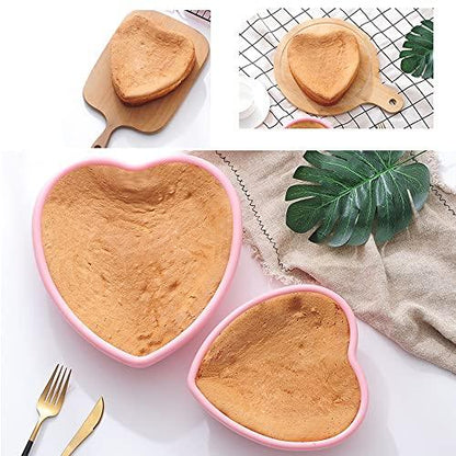 wooyaya 2pcs Silicone Heart Shaped Cake Pans,Silicone Cake Molds Baking Bakeware Pan, 4in and 7in - CookCave