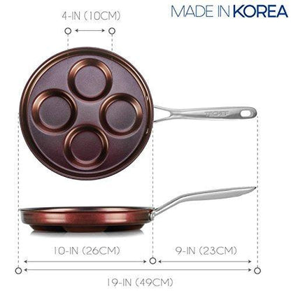 TECHEF - Eggcelente Pan, Swedish Pancake Pan, Plett Pan, Multi Egg Pan, 4-Cup Egg Frying Pan, Nonstick Egg Cooker Pan, Dishwasher Safe, Oven Safe, Stay Cool Handle, (Made in Korea) (Purple) - CookCave