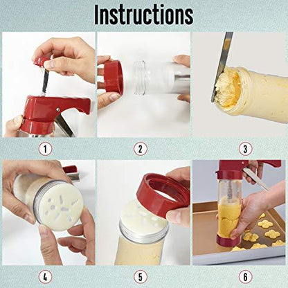 45PCS Cookies Press Gun Kit Set,DIY Cookie Maker With 16Cookie Discs,Icing Tips,Cleaning Brushes,EVA Piping Bags,Cookies Decorating Kit Baking Tool For Biscuit Making,Cakes Decorating For Any Holidays - CookCave