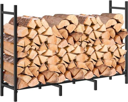 NANANARDOSO 4ft Firewood Rack Outdoor Fire wood Holder for Fireplace Wood Storage, Bottom Widening, Heavy Duty Fire Log Stacker Stand for Indoor Fireplace Metal Lumber Storage Carrier Organizer - CookCave