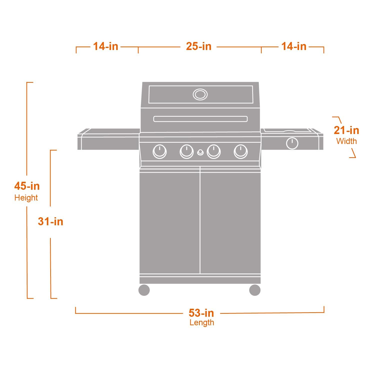 Monument Grills Larger 4-Burner Propane Gas Grills bbq Stainless Steel Heavy-Duty Cabinet Style with LED Controls Side Burner Mesa 400m - CookCave