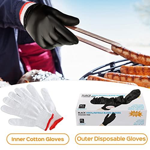 100 Pcs Grilling Gloves Kit Disposable BBQ Gloves with 2 Pairs Cotton Liners Grilling Gloves Cooking Gloves Latex Free Nitrile Gloves for Outdoor Grilling Barbecue Cooking - CookCave