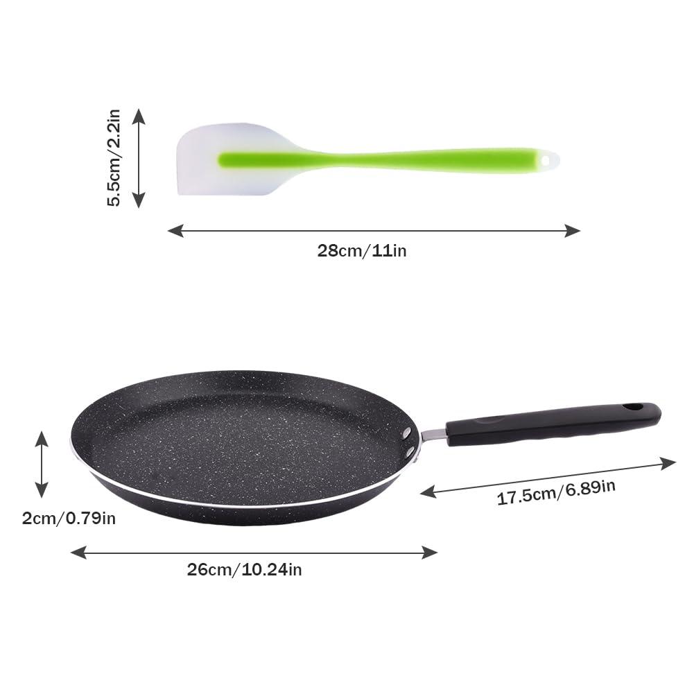 OTJENL Nonstick Crepe Pan, 11 Inch Griddle Pan with Scraper & Oil Brush, Griddle Pancake Pan Tortilla Pan, for Cooking Eggs, Frying, Grill, Omelettes, Easy Clean - CookCave