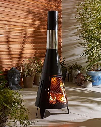 63 inch Tall Chiminea Outdoor Fireplace for Backyard and Patio - Wood Burning Rocket Fire Pit - CookCave