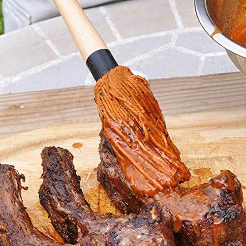 Hedume 2 Pack BBQ Basting Mop with 6 Extra Replacement Heads, Grill Basting Mop Wooden Long Handle Perfect for BBQ Grilling Smoking Steak (18.2 Inch) - CookCave