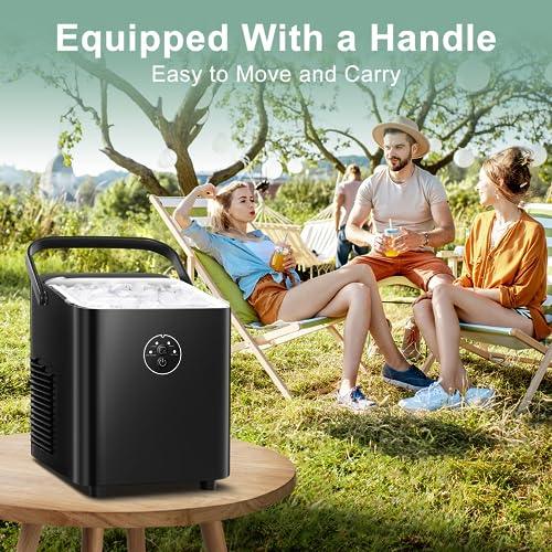 Xbeauty Countertop Ice Maker 6-Minute Fast Bullet Ice, Portable Ice Machine, Automatic-Cleaning Suitable for Outdoor Camping Bar Party and Kitchen-Black - CookCave