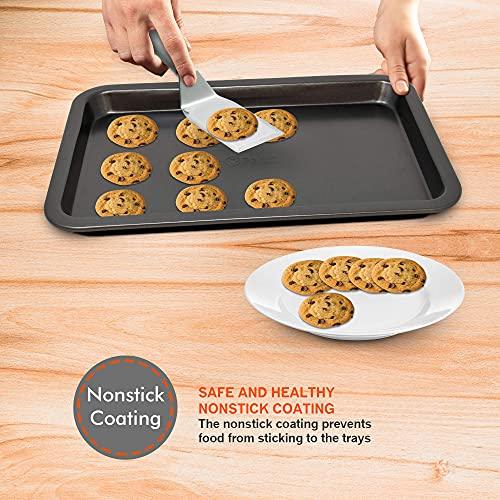 Perlli Baking Pan 10 Piece Set Nonstick Carbon Steel Gray Oven Bakeware Kitchen Set, 2 Cookie Sheets, 2 Round Cake Pans, Square Pan, Roasting Pan, Loaf Pan, Crisp Pan, Pizza Crisper, & Muffin Pan - CookCave