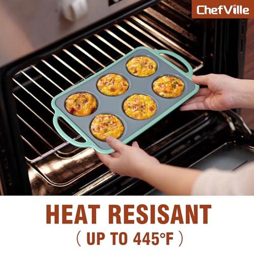 ChefVille Silicone Muffin Pan, 6 Cups Cupcake Pan, Nonstick Baking Cups, BPA Free Cupcake Mold for Homemade Muffins, Cupcakes, Frittatas and Quiches - CookCave
