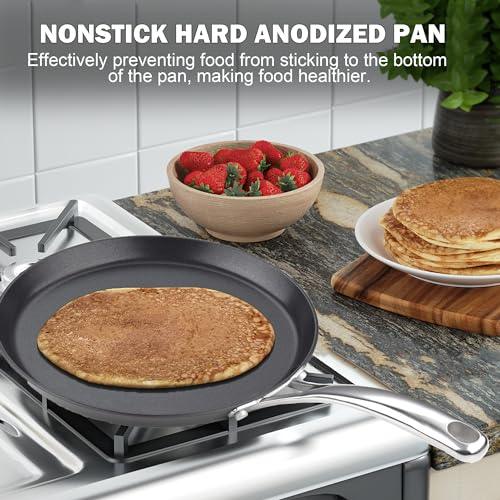 Cooks Standard Nonstick Hard Anodized 9.5-inch 24cm Crepe Griddle Pan, Black - CookCave