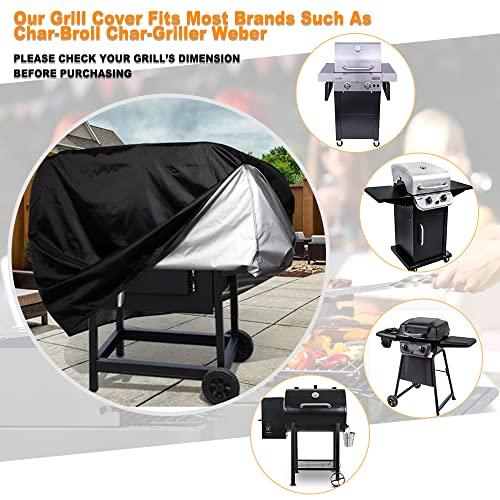 LBTING Grill Cover, 40-inch Heavy Duty 300D Oxford Waterproof Windproof UV Resistant BBQ Gas Grill Cover for Outdoor Barbecue Fit Most Brands Weber, Brinkmann, Char Broil, Holland - CookCave