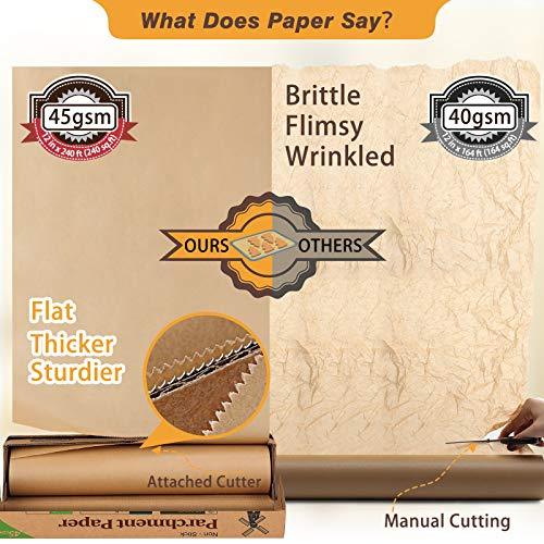 Unbleached Parchment Paper for Baking, 12 in x 240 ft, 240 Sq.ft, Baking Paper, Non-Stick Parchment Paper Roll for Baking, Cooking, Grilling, Air Fryer and Steaming - CookCave