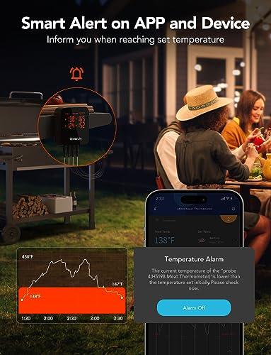 GoveeLife WiFi Meat Thermometer Digital, Smart Cooking Thermometer with 4 Probes, Wireless Bluetooth Grill Thermometer with APP Alert and Temp Curve, 40H Rechargeable BBQ Thermometer for Smoker, Oven - CookCave