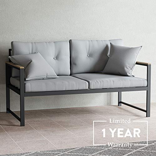 Edenbrook Cliffside Metal Patio Furniture - Mix and Match Modern Outdoor Furniture Pieces, Metal Sofa with Cushions - CookCave