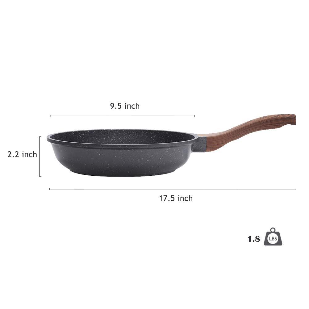 SENSARTE Nonstick Frying Pan Skillet, Swiss Granite Coating Omelette Pan, Healthy Stone Cookware Chef's Pan, PFOA Free (8/9.5/10/11/12.5 Inch) (9.5 Inch) - CookCave