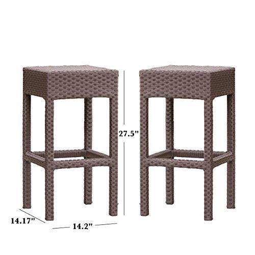 Christopher Knight Home Milton Outdoor Wicker Backless Bar Stools, 2-Pcs Set, Dark Brown - CookCave