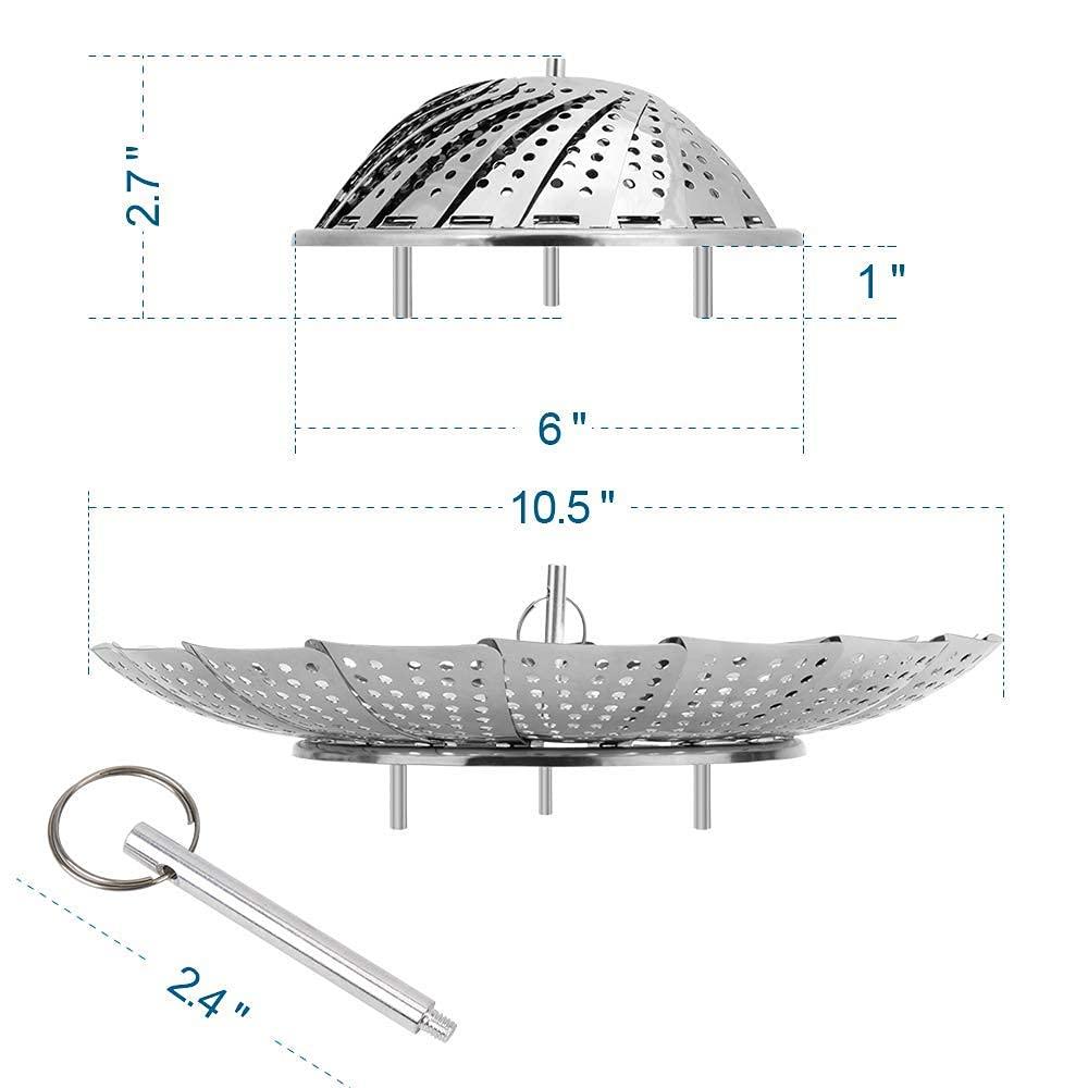 Sayfine Vegetable Steamer Basket, Premium Stainless Steel Veggie Steamer Basket for cooking - Folding Expandable Steamers to Fits Various Size Pot (Large(6.1" to 10.5")) - CookCave