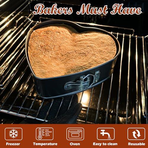 Webake Heart Shaped Springform Pan 9 Inch Nonstick Heart Cheesecake Pan, Large Heart Cake Mold, Valentine's Day Baking - CookCave