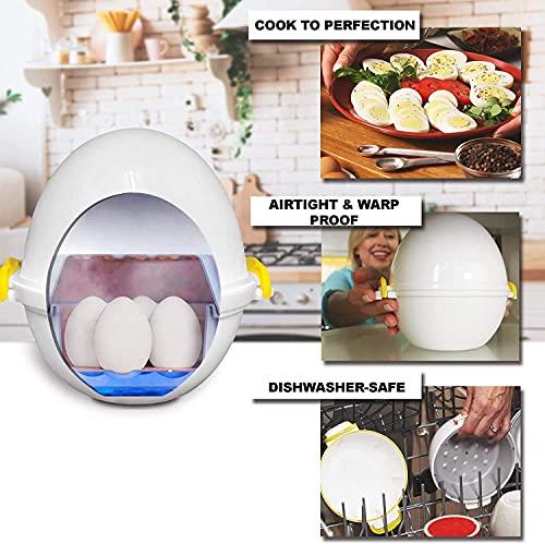 Eggpod by Emson Egg Cooker Wireless Microwave Hardboiled Egg Maker, Cooker, Egg Boiler & Steamer, 4 Perfectly-Cooked Hard boiled Eggs in Under 9 minutes As Seen On TV - CookCave