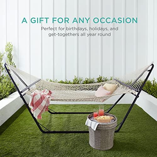 Best Choice Products 2-Person Double Hammock, Outdoor Woven Cotton Rope Hammocks for Backyard, Patio w/Spreader Bars, Carrying Case, 450lb Weight Capacity - CookCave