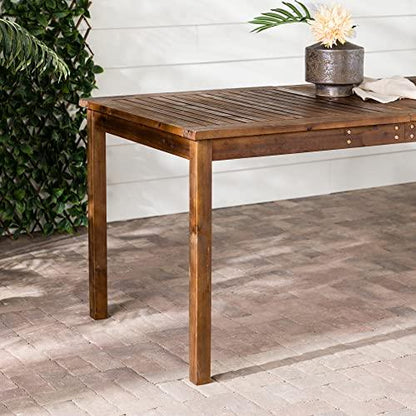 Walker Edison Dominica Contemporary Slatted Outdoor Dining Table, 34 Inch, Dark Brown - CookCave