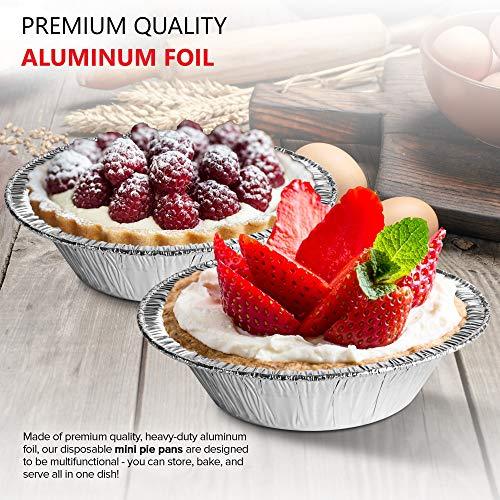 Stock Your Home 5 Inch Aluminum Foil Pie Pans (50 Count) - Disposable & Recyclable Mini Pie Pans - Foil Pie Tin for Bakeries, Cafes, Restaurants - Durable Mini Foil Pans for Pies, Fruit Tarts, Quiche - CookCave