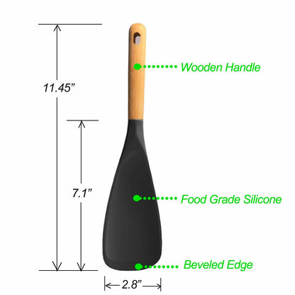 Cooking Spoon for Nonstick Cookwares, VOVOLY Silicone Spoon for Mixing, Scoop, and Scrape, Black - CookCave