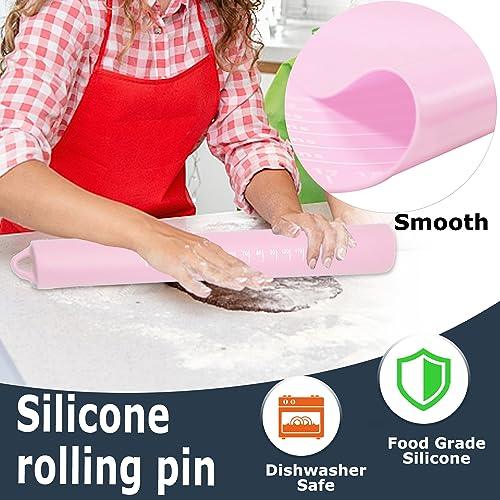 Rolling Pin Silicone Baking Pastry Mat Set,Pizza Dough Roller Baking Mat for Rolling Dough Non Slip Extra Large with Measure,Kitchen Counter Mat for Pie,Crust,Cookies,Bread,Pastries,Pasta, 15.7" x 24" - CookCave