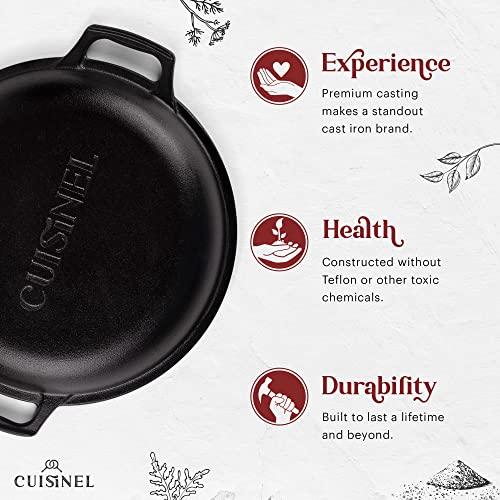 Cast Iron Dutch Oven,7-Quart Deep Pot,Pre-Seasoned 2-in-1 Multi-Cooker, Kitchen Electric or Gas Stove Cooking, Fryer - CookCave