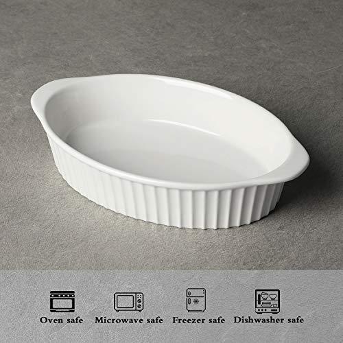 LEETOYI Porcelain Small Oval Au Gratin Pans,Set of 2 Baking Dish Set for 1 or 2 person servings, Bakeware with Double Handle for Kitchen and Home,(White) - CookCave