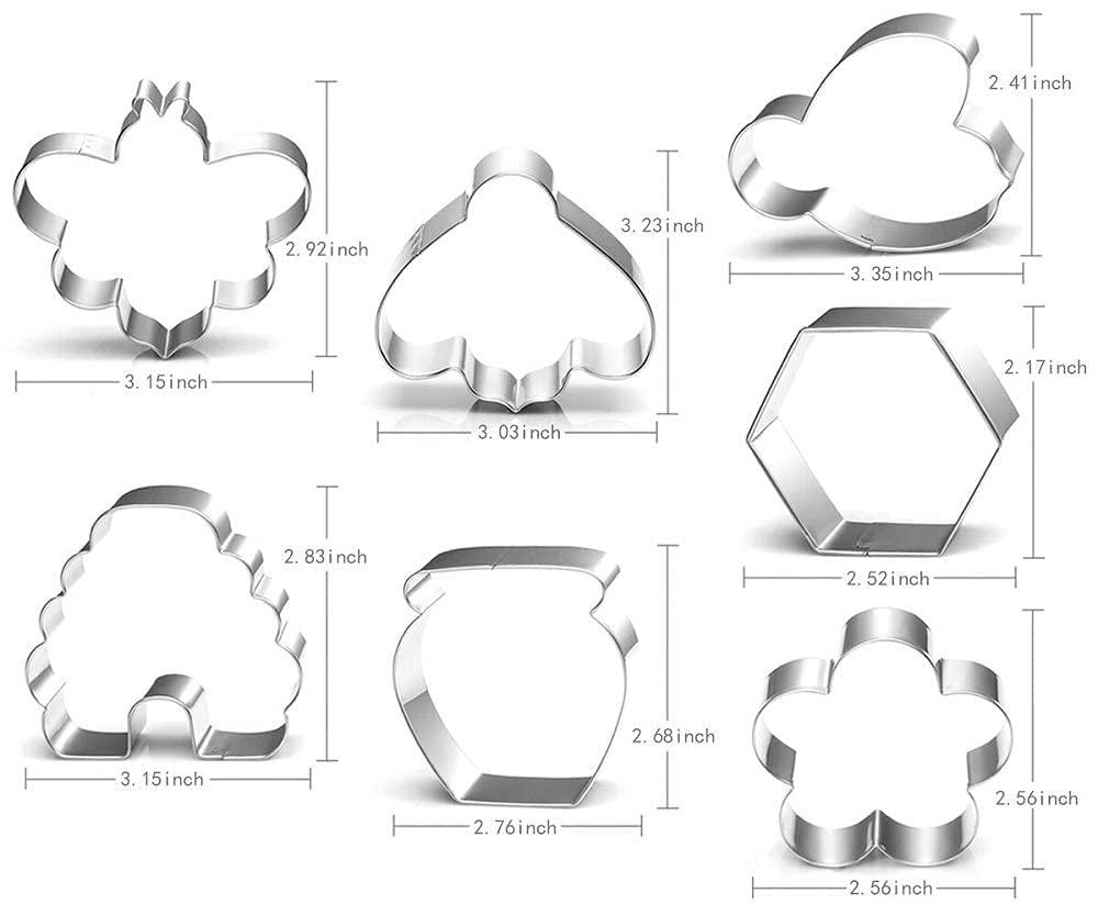 LUBTOSMN Bee Cookie Cutters Set-3 Inches-7 Piece-Bee, Beehive, Flower, Honeycomb and Honey Jar Stainless Steel Cookie Biscuit Cookie Cutters Molds for Honey Bee Party Decoration Favor - CookCave