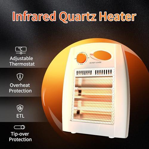 tectake Outdoor Heaters for Patio, Infrared Space Heater with 2 Heat Settings, Quiet and Light without Fan, Overheat & Tip-Over Protection, Portable Radiant Quartz Heater, Outdoor Indoor Use - CookCave