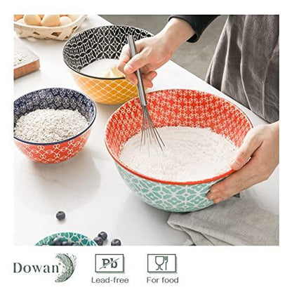 DOWAN Mixing Bowls, Ceramic Mixing Bowls for Kitchen, Colorful Vibrant Nesting Bowls for Cooking, Baking, Prepping, Serving, Salad, Housewarming Gift, Microwave Dishwasher Safe, 3.7/2/1 Qt, Set of 3 - CookCave