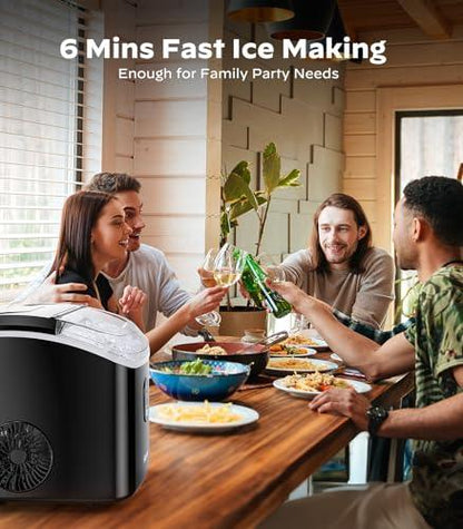 Nugget Countertop Ice Maker, Silonn Chewable Pellet Ice Machine with Self-Cleaning Function, 33lbs/24H for Home, Kitchen, Office, Black - CookCave