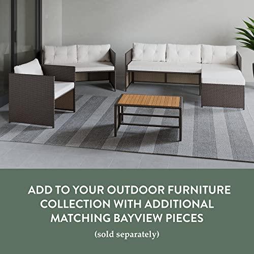 Edenbrook Bayview Rattan Patio Furniture - Mix and Match Outdoor Furniture, L-Shape Sofa Only, Brown Rattan/Cream - CookCave