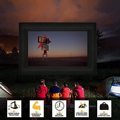 GZKYYLEGS 20 Feet Inflatable Outdoor and Indoor Theater Projector Screen - Includes Air Blower, Tie-Downs and Storage Bag - Portable, Supports Front and Rear Projection - CookCave