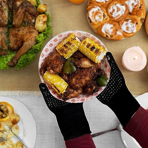 Clean Grill EST. 2022, Heat-Resistant BBQ Grill Gloves - Premium Silicone Grip, Aramid Fabric, Oven Pizza Gloves - BBQ Essentials, One Size, Accessories for Men, 14 inches - CookCave
