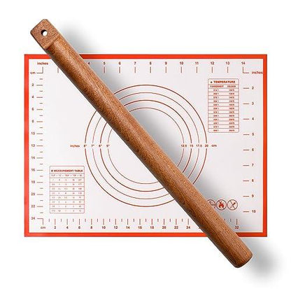 Versatile Rolling Pin for Dough - Sapele Wood Rolling Pin with Unique Hanging Hole Design - Perfect for Baking, Pies - Pastries, Elegant Wooden Rolling Pin - Your best 16 Inches French Rolling Pin - CookCave