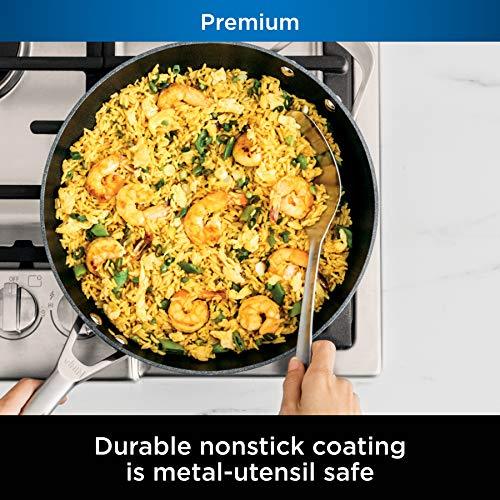 Ninja C30928 Foodi NeverStick Premium 11-Inch Wok, Hard-Anodized, Nonstick, Durable & Oven Safe to 500°F, Slate Grey - CookCave