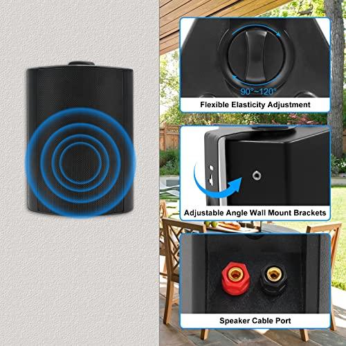 Herdio 5.25 Inches 600 Watts Passive Indoor Outdoor Speakers Wired Waterproof,Wall Mount Speakers with Loud Volume Perfect for Patio,Garden Home Theater,Black (4 Speakers) - CookCave
