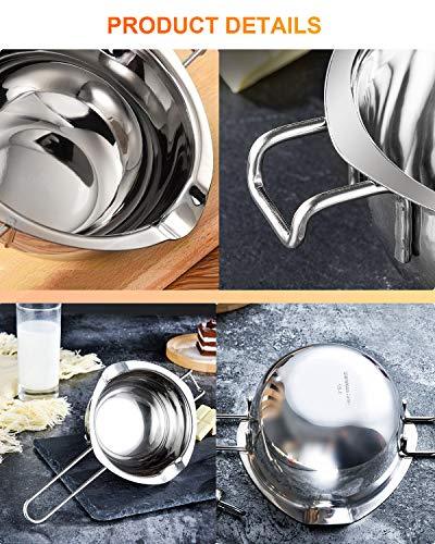 Stainless Steel Double Boiler Pot for Melting Chocolate, Candy and Candle Making (18/8 Steel, 2 Cup Capacity, 480ML) - CookCave