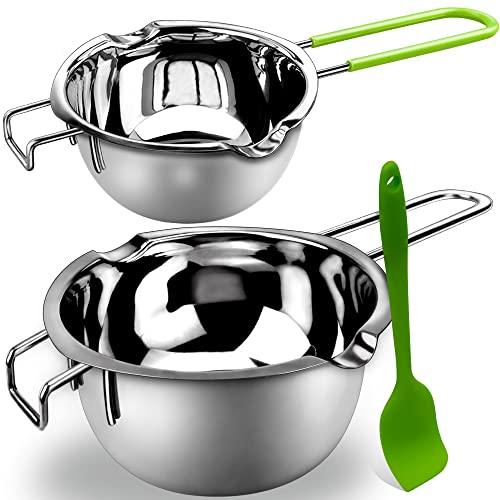 Double Boiler Pot Set for Melting Chocolate, Butter, Cheese, Caramel and Candy - 18/8 Steel Melting Pot, 2 Cup Capacity, Including The 1000ml and 600ml Capacity… - CookCave