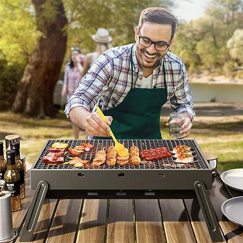 QWONRPIPG Portable Folding Charcoal BBQ Grill for Outdoor and Home Use - CookCave