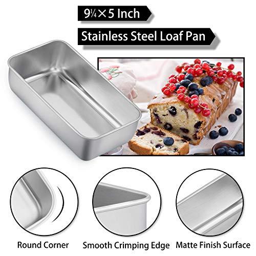 TeamFar Loaf Pans for Baking Bread, 9¼" × 5" Bread Loaf Pan Meatloaf Pan Stainless Steel for Home Kitchen, Healthy & Durable, Oven & Dishwasher Safe - Set of 2 - CookCave